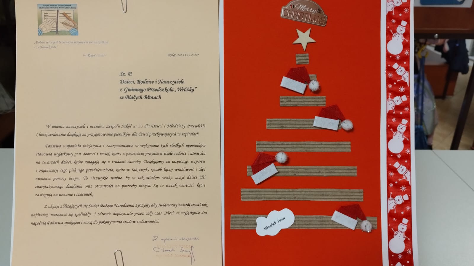 Pierniczki dla Zespołu Szkół nr 33 w Bydgoszczy dla Dzieci i Młodzieży Przewlekle Chorej przygotowane przez grupę A2 „Gumisie”