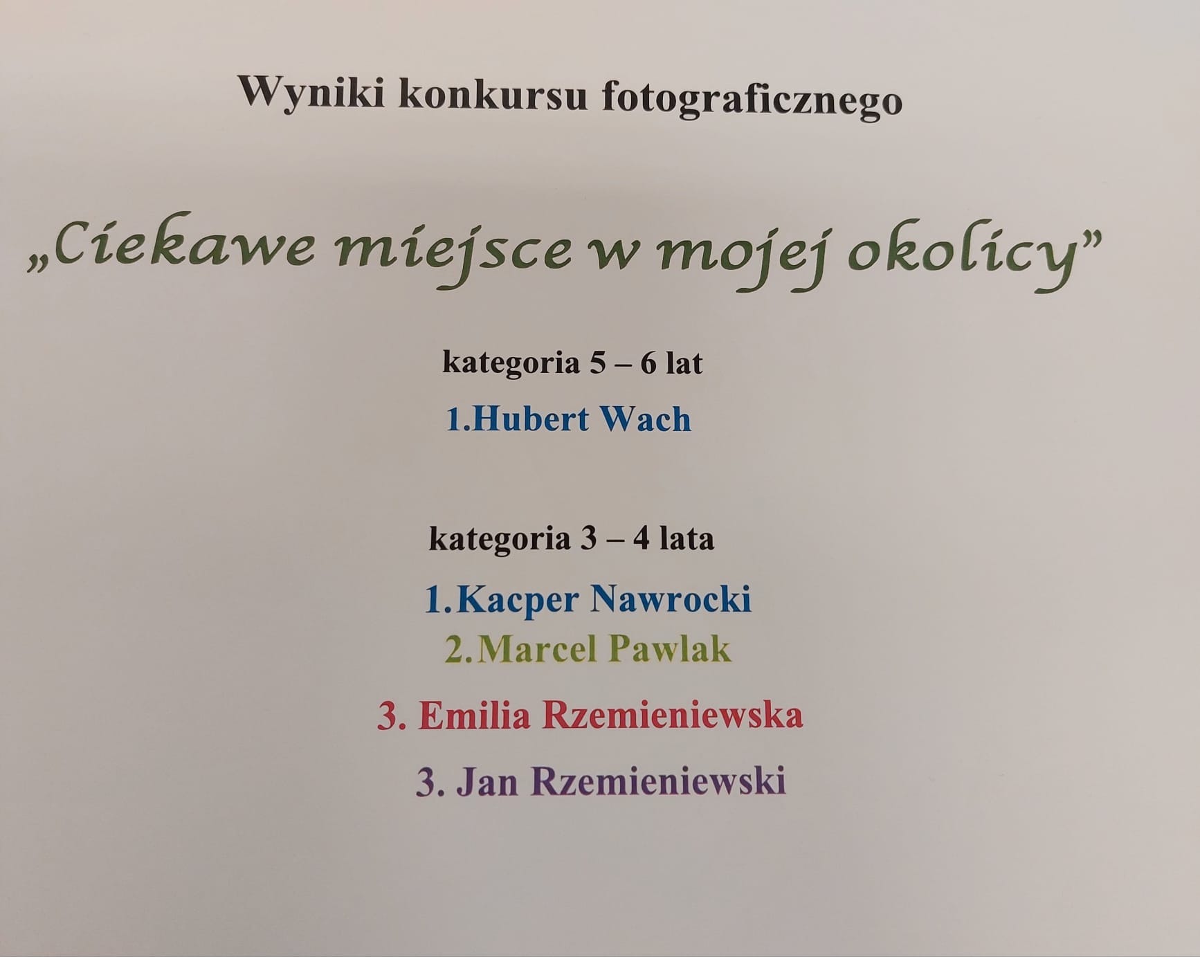 Konkurs fotograficzny pt. „Ciekawe miejsce w mojej okolicy”
